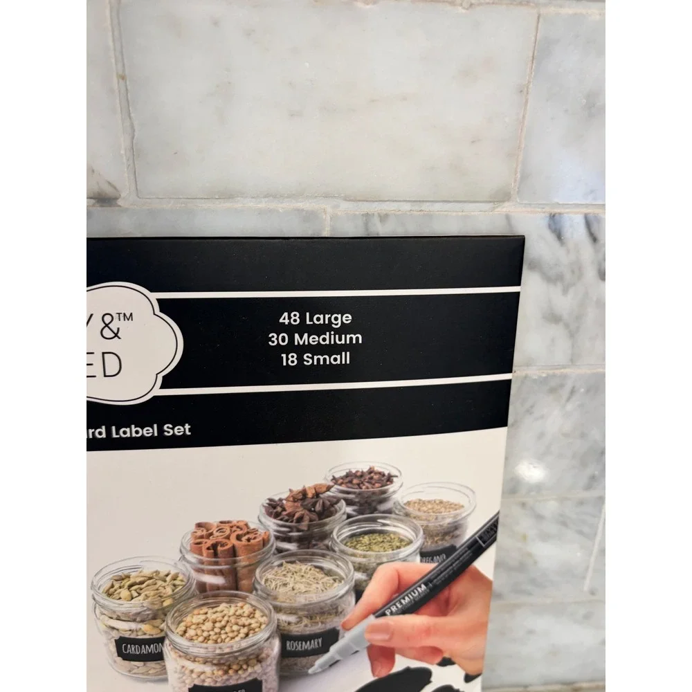 Savvy & Sorted 96pc Premium Chalkboard Label Set with Liquid Chalk Marker Black